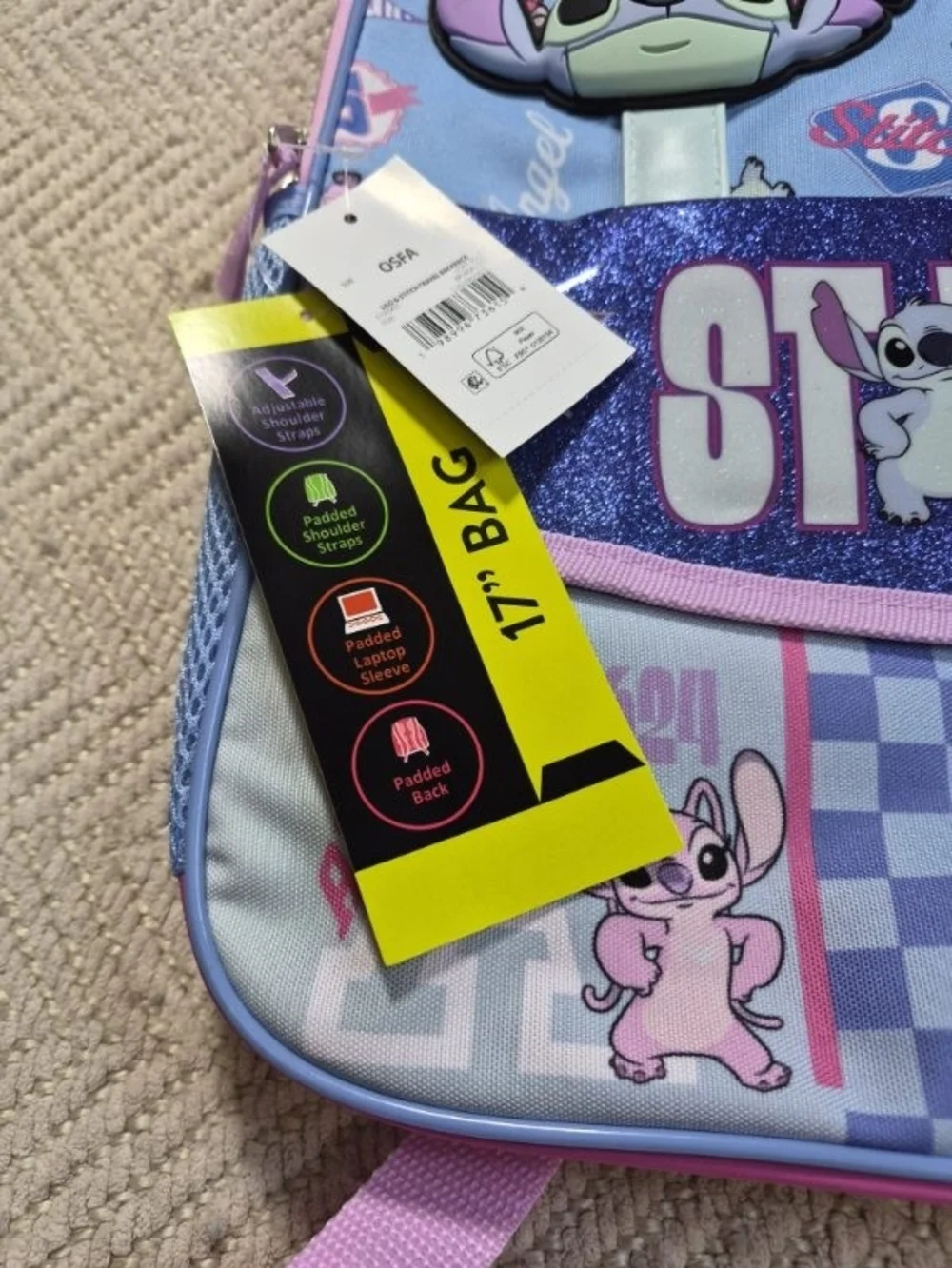 Lilo & Stitch Kids' Blue & Pink Backpack with Stitch Design